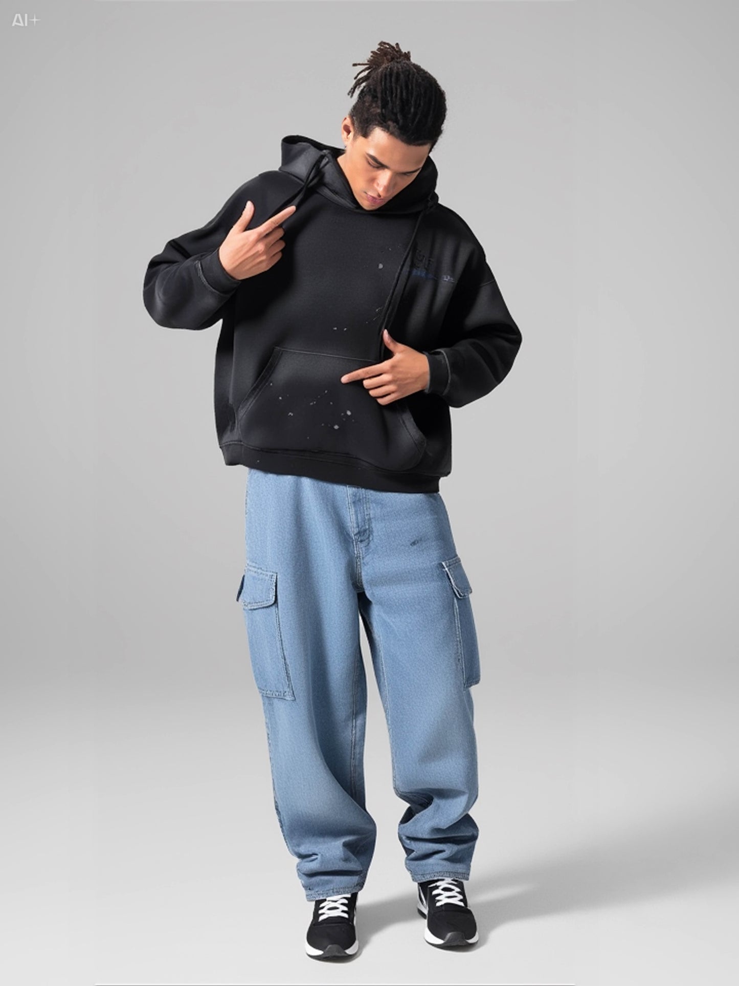 Vintage Wash Frayed Fleece Hoodie - 360 GSM